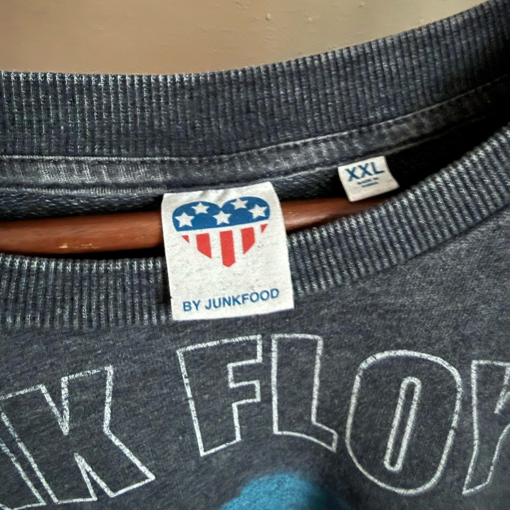 Pink Floyd Graphic Sweatshirt Junk Food Cropped Gray Band Tee Pullover XXL - Picture 3 of 4